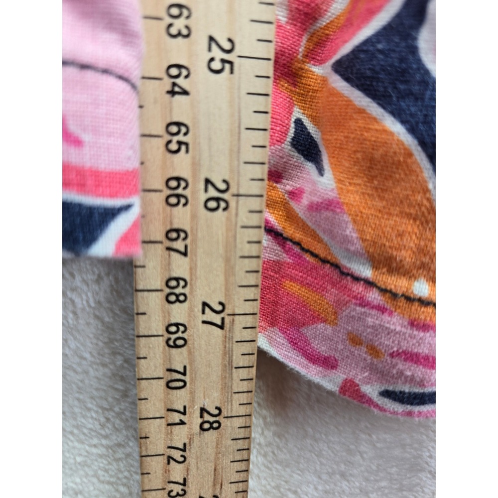 Lilly Pulitzer Linen Beach Pants Navy Pink Floral Tropical Drawstring XS Resort - Picture 2 of 10